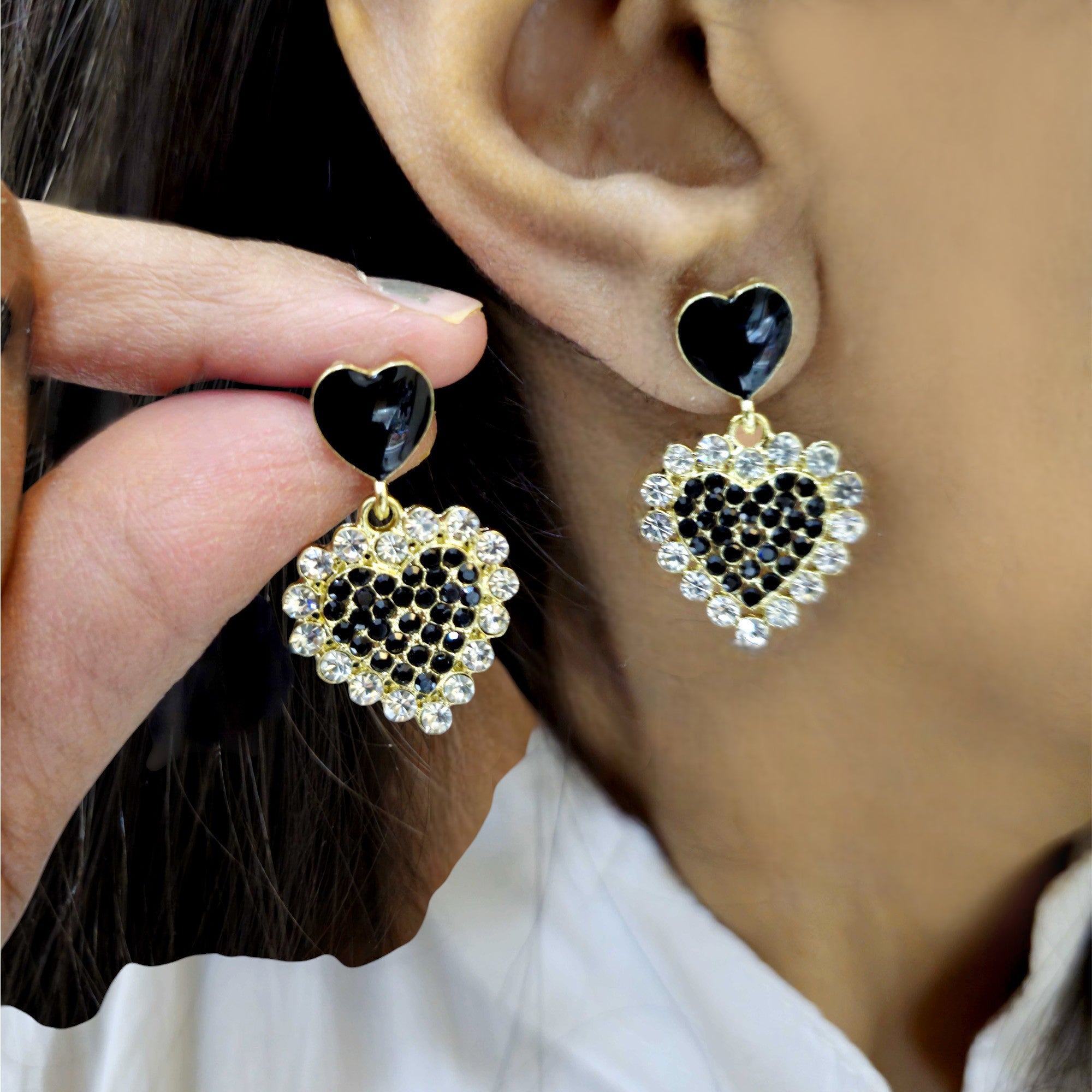 Black Beauty Heart Earrings
