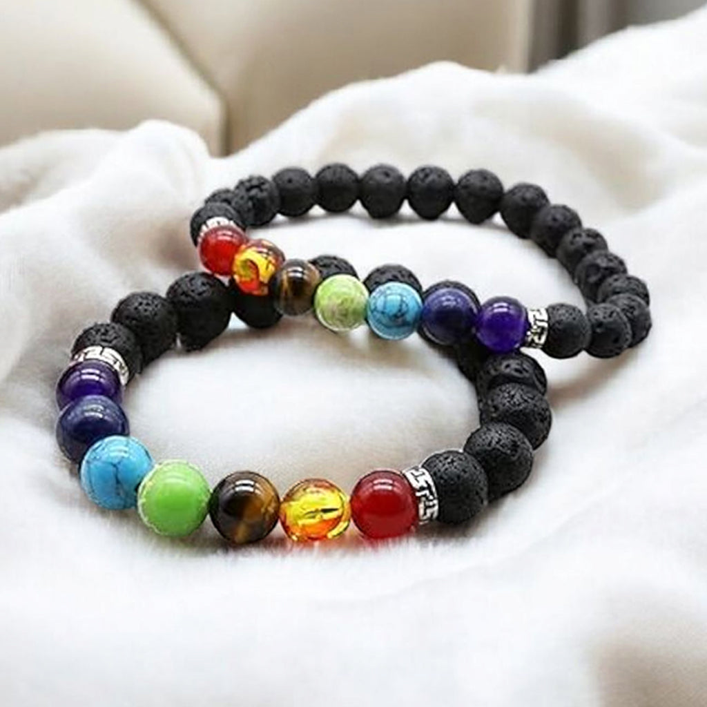 7 Chakra Lava Bracelet