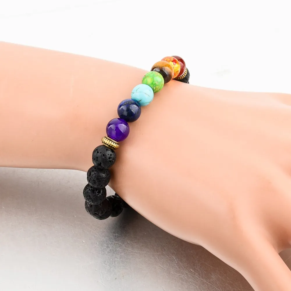 7 Chakra Lava Bracelet