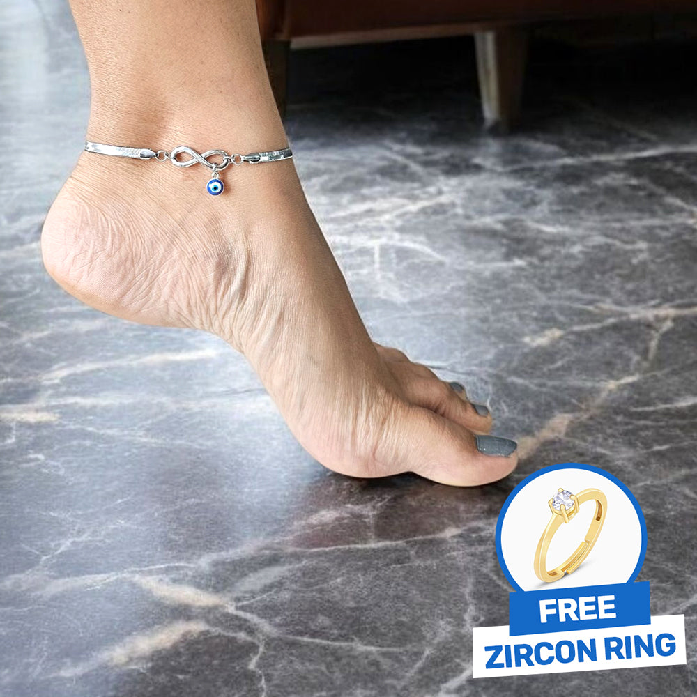 Infinity Evil Eye Snake Anklet - Free Zircon Diamond Ring
