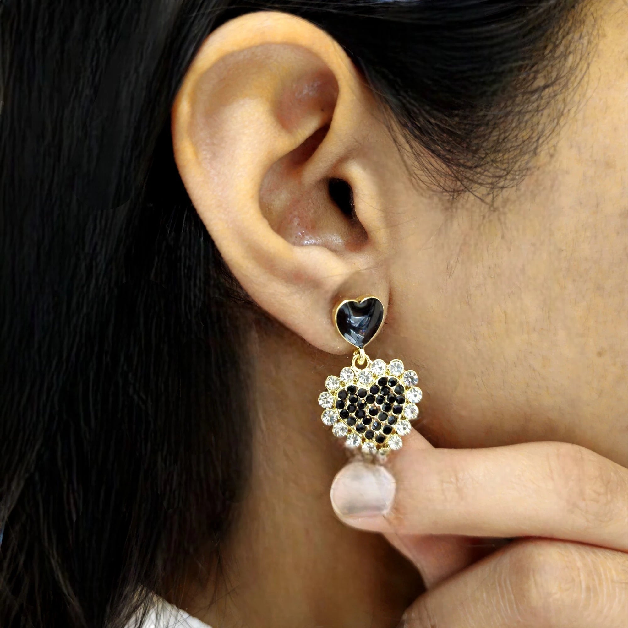Black Beauty Heart Earrings