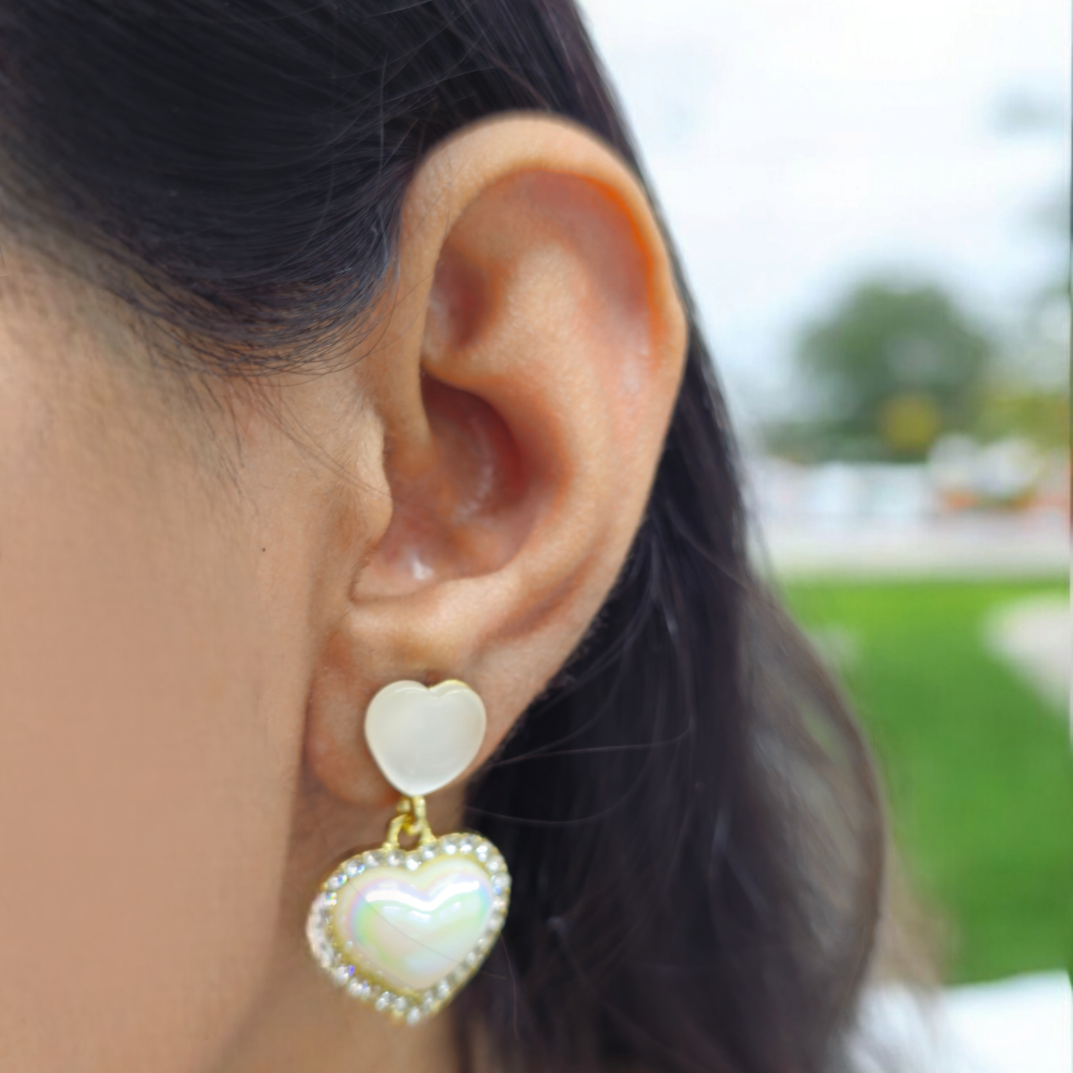 Luminous Heart Drop Earrings