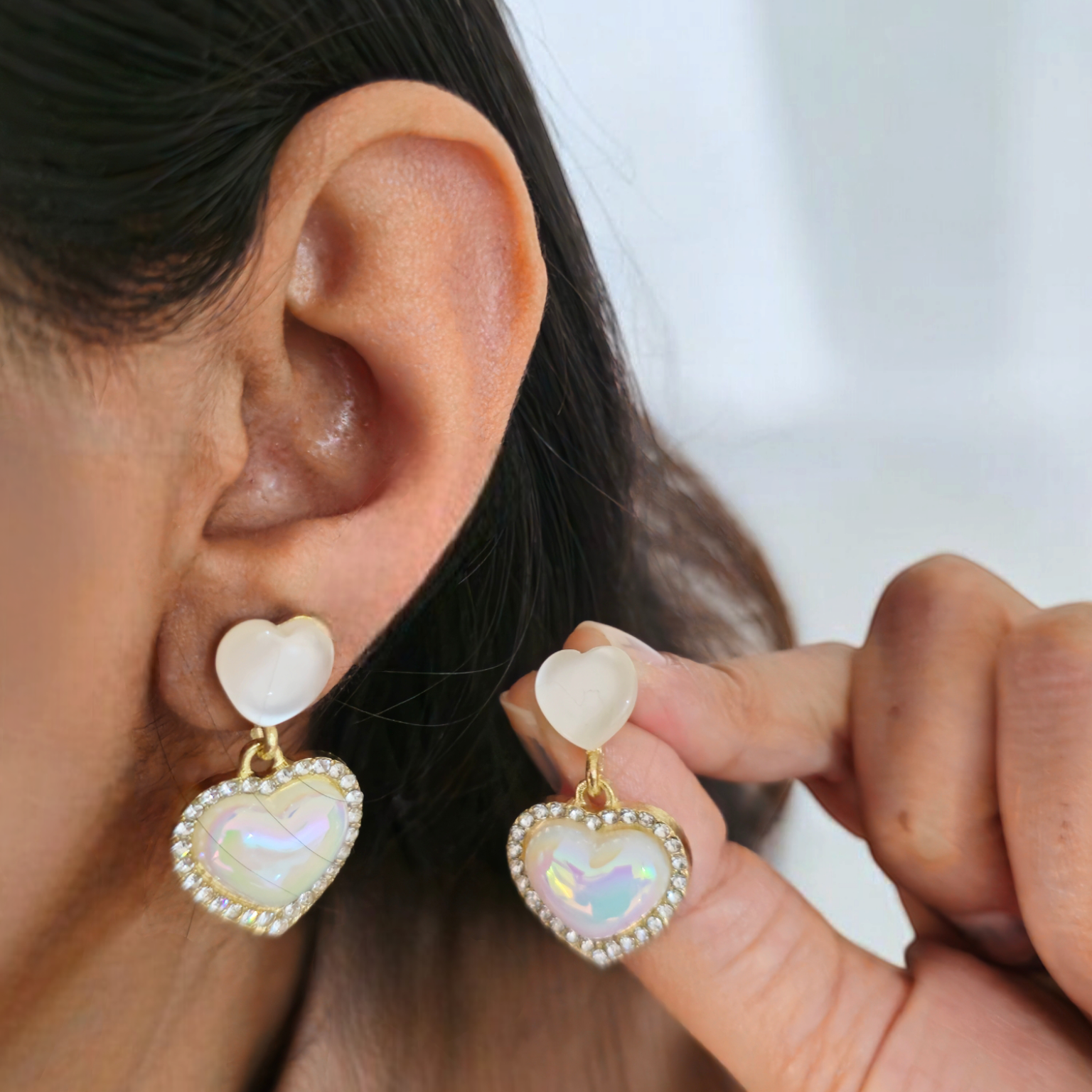 Luminous Heart Drop Earrings