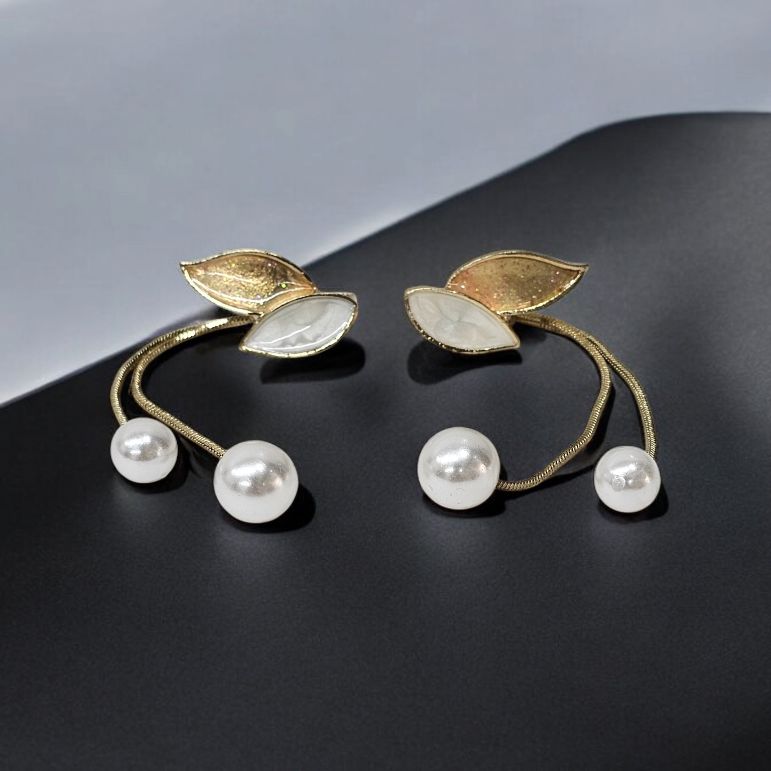 Golden Leaf Charm Earrings