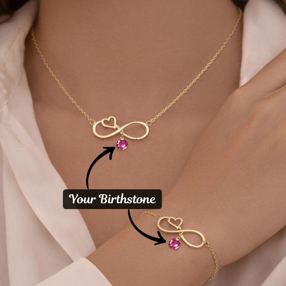 Infinity Heart Birthstone Necklace