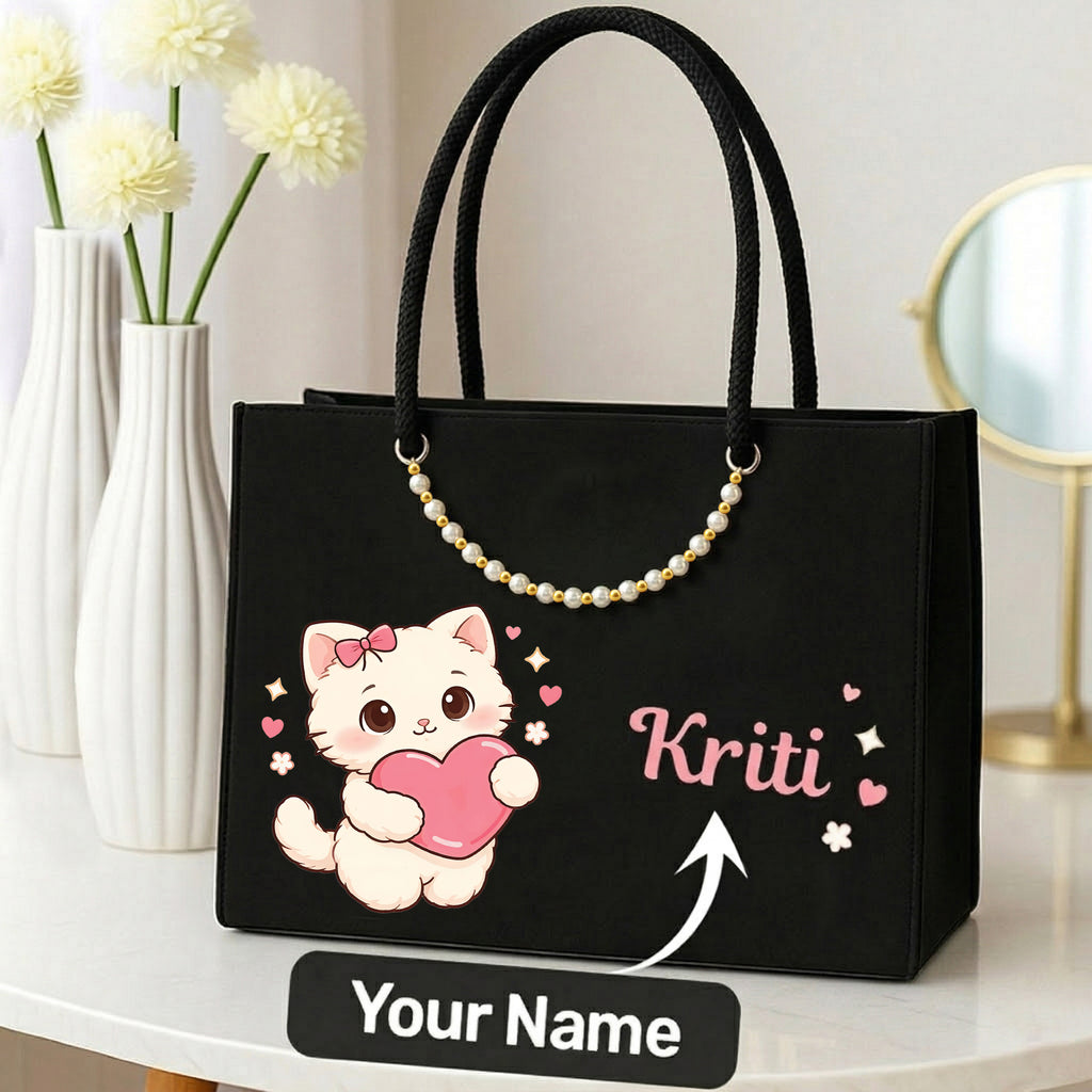 Personalized Kitty Name Tote Bag