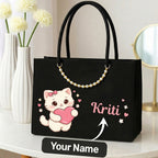 Personalized Kitty Name Tote Bag
