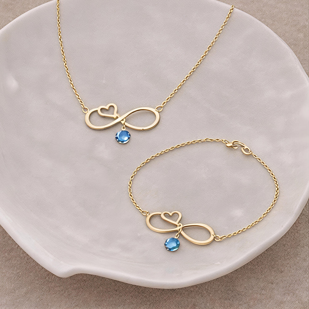 Infinity Heart Birthstone Necklace