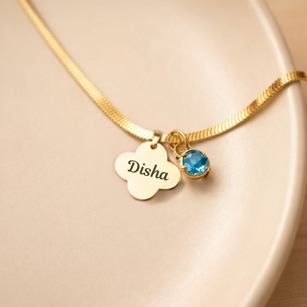 Customized Clover Birthstone Snake Necklace