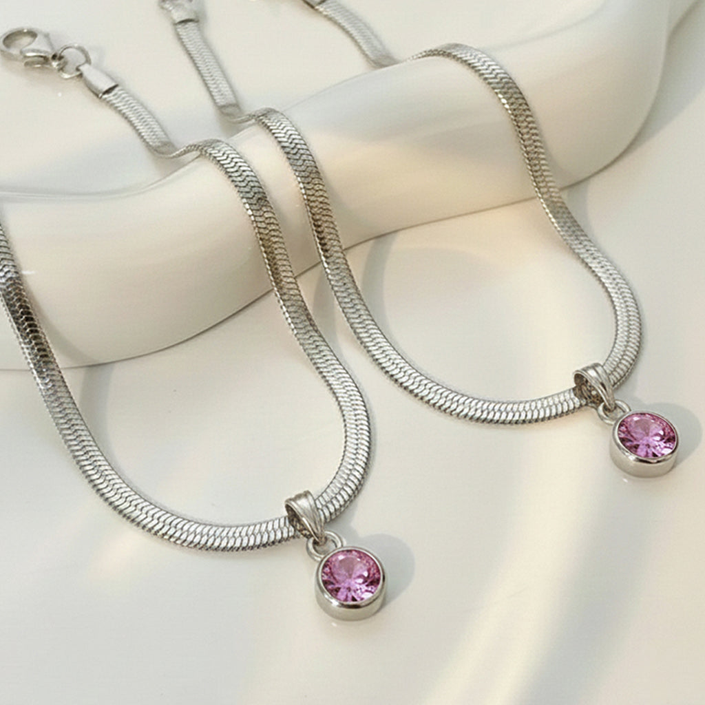 Birthstone Snake Anklet - Free Butterfly Cuff Bracelet