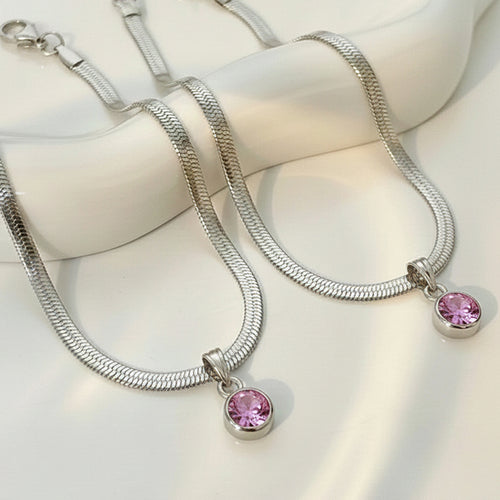 Birthstone Snake Anklet - Free Butterfly Cuff Bracelet