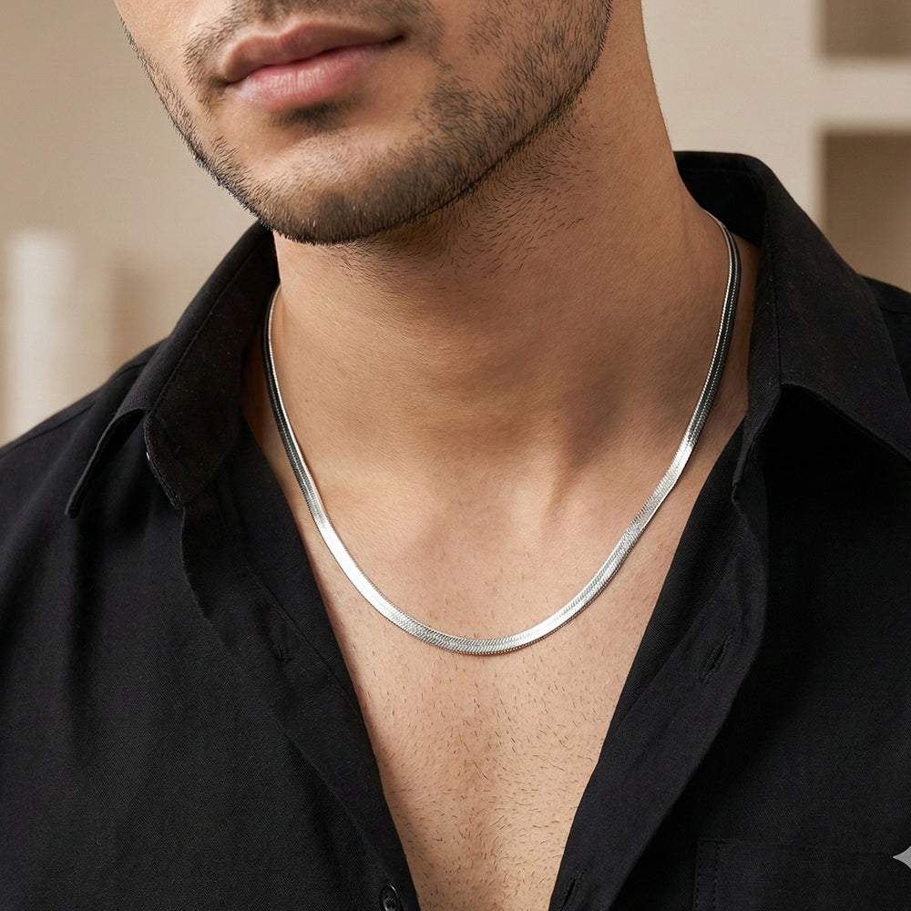 Couple Snake Chain Combo – Silver Finish