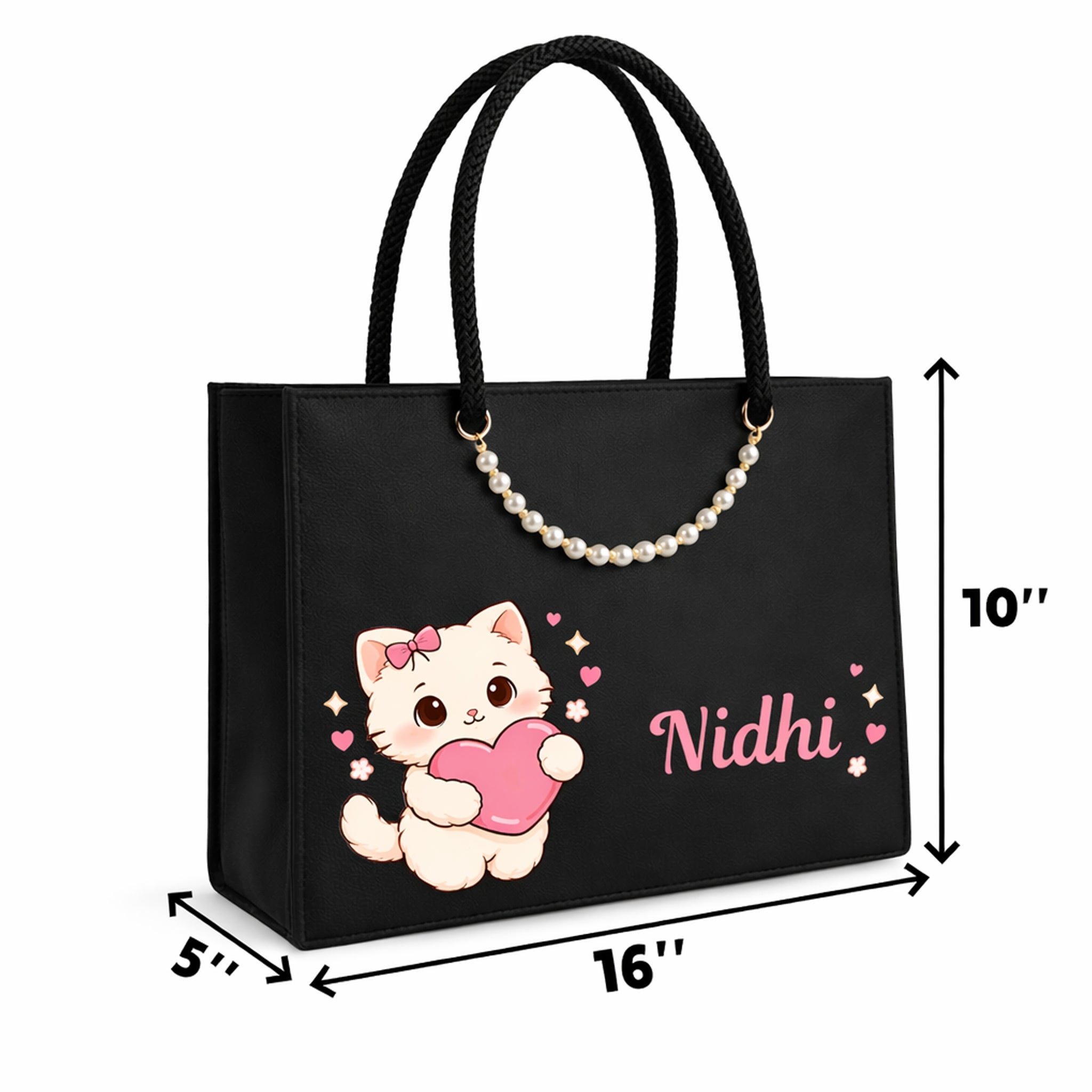 Personalized Kitty Name Tote Bag