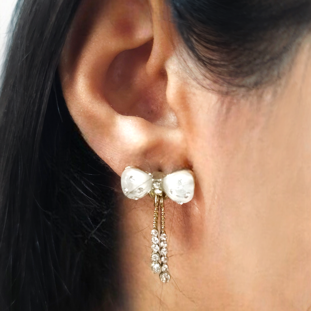 Golden Bow Cascade Earrings
