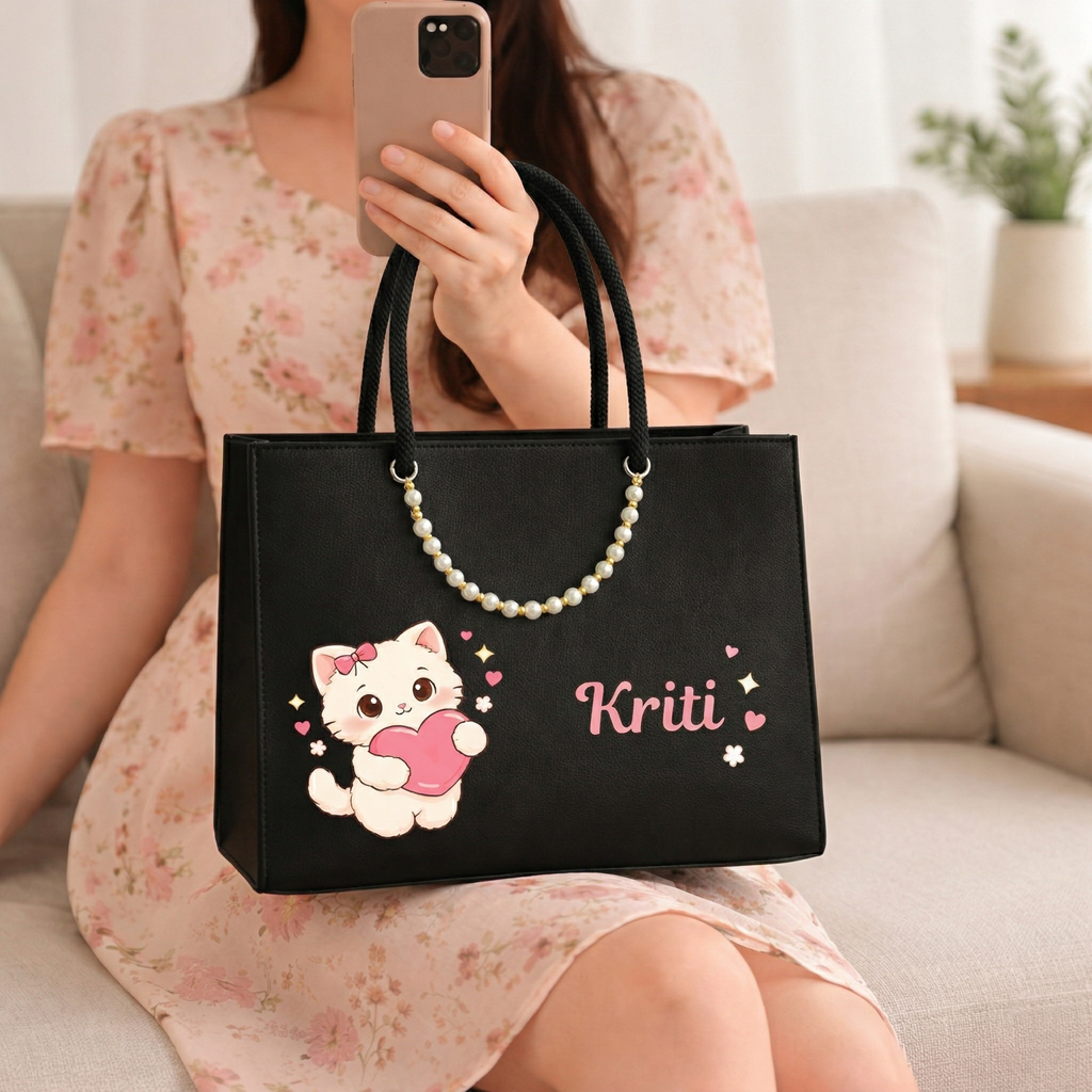 Personalized Kitty Name Tote Bag